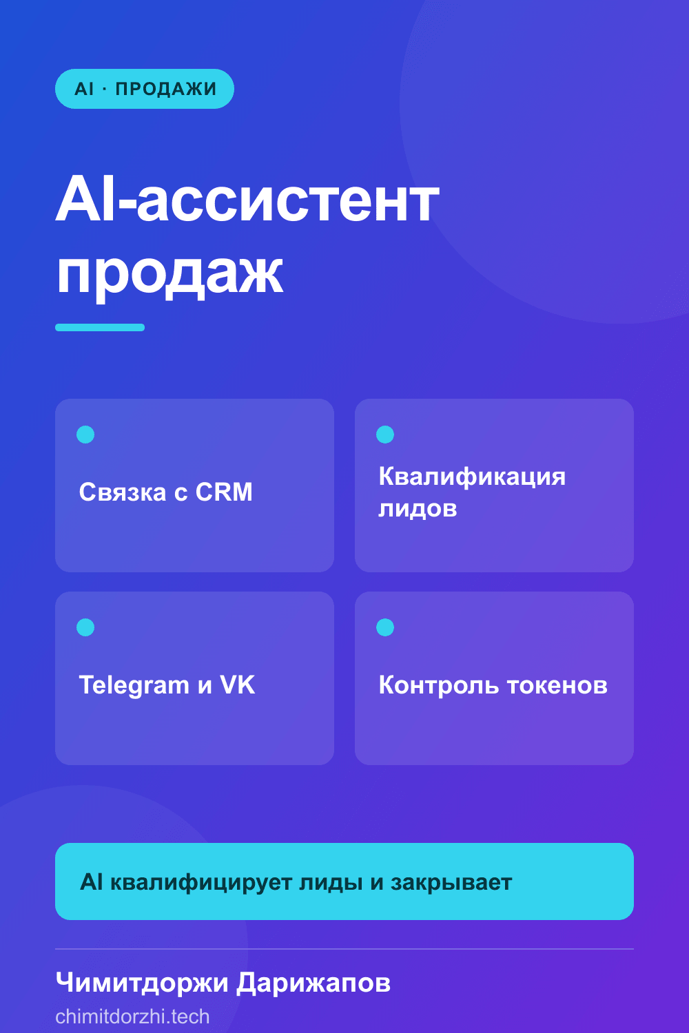 Инфографика: ИИ-ассистенты в отделе продаж: как настроить чат-бота в Telegram и VK для автоматизации 80% рутины