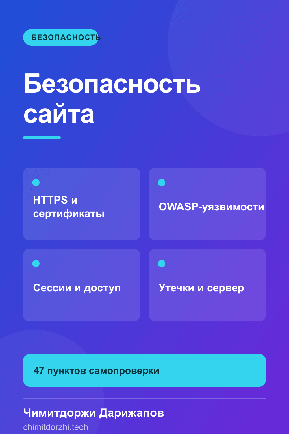 Инфографика: Чек-лист безопасности сайта: 47 пунктов от практика — что проверить за час