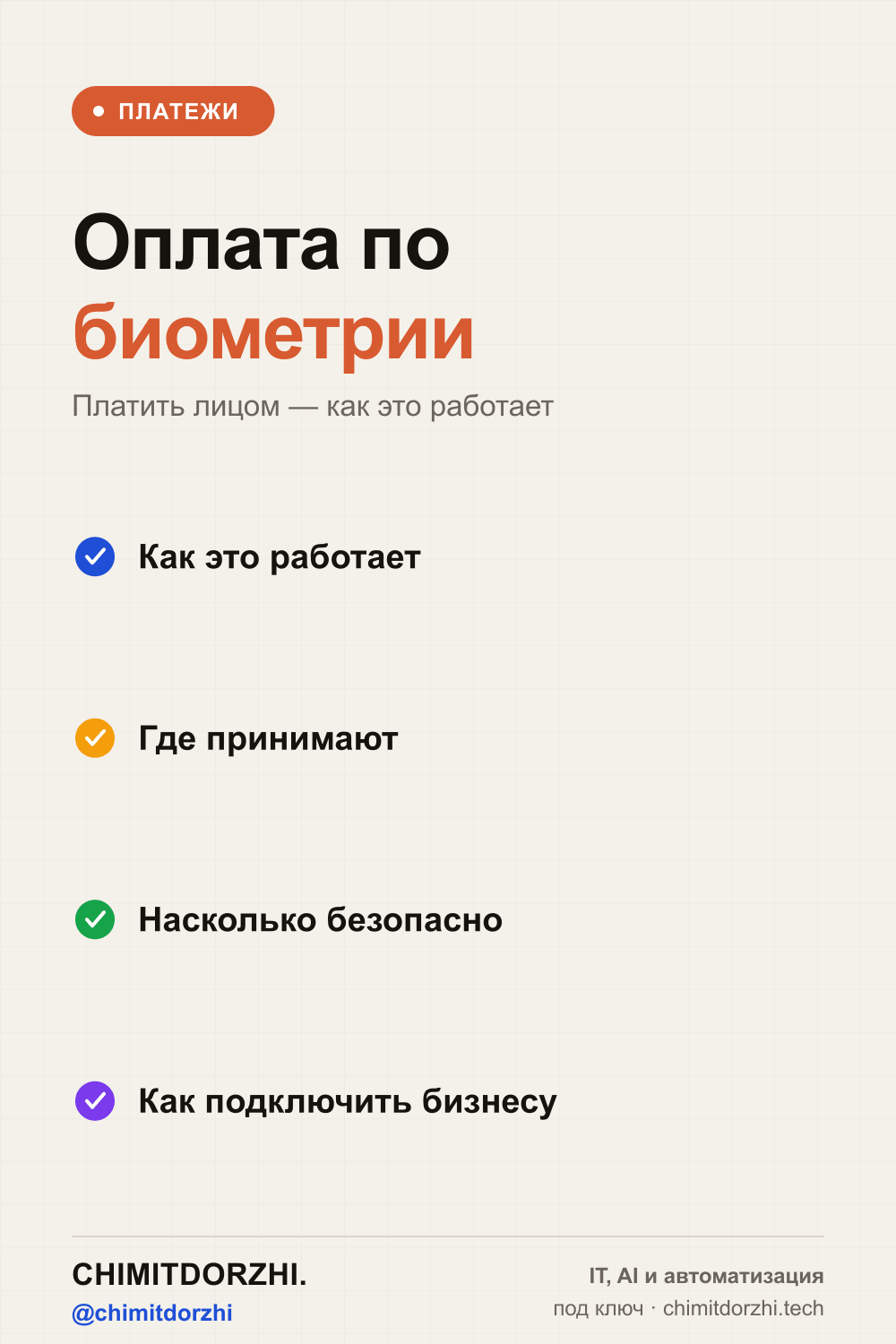 Инфографика: Оплата и вход по биометрии 2026: метро, банки, аэропорт