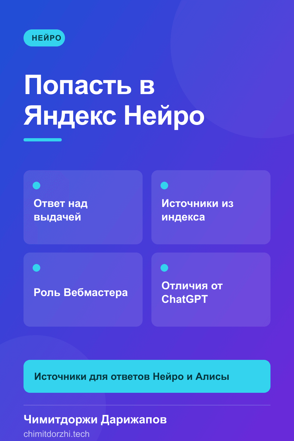 Инфографика: Как Яндекс Нейро и Алиса выбирают источники — и как туда попасть